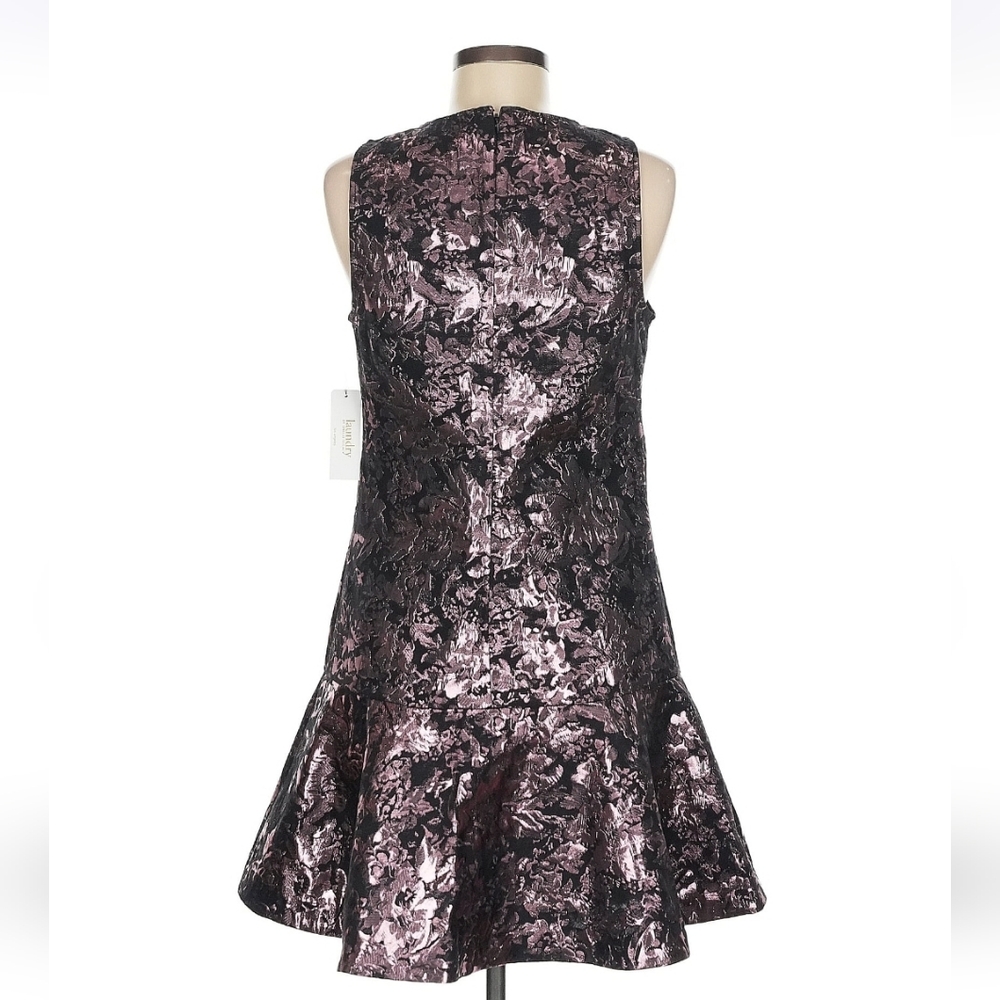 Laundry By Shelli Segal Black with Pink Metallic Floral Foil Dress, Size 6 - Picture 3 of 9
